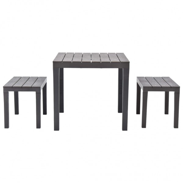 Mesa de jardín con 2 bancos plástico marrón M 3