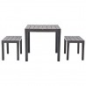 Mesa de jardín con 2 bancos plástico marrón 3