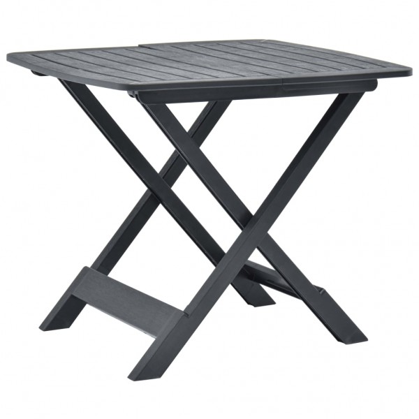 Mesa de jardín plegable de plástico gris antracita 79x72x70 cm D