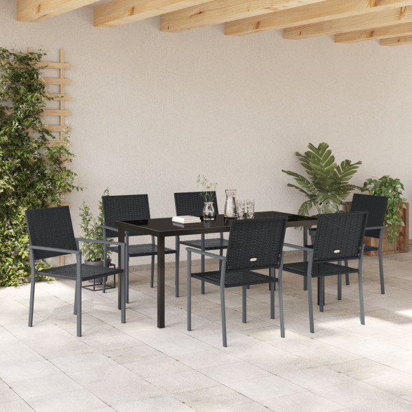 Conjunto de Jantar de Jardim com 7 Peças - Preto e Rattan Sintético. M 4