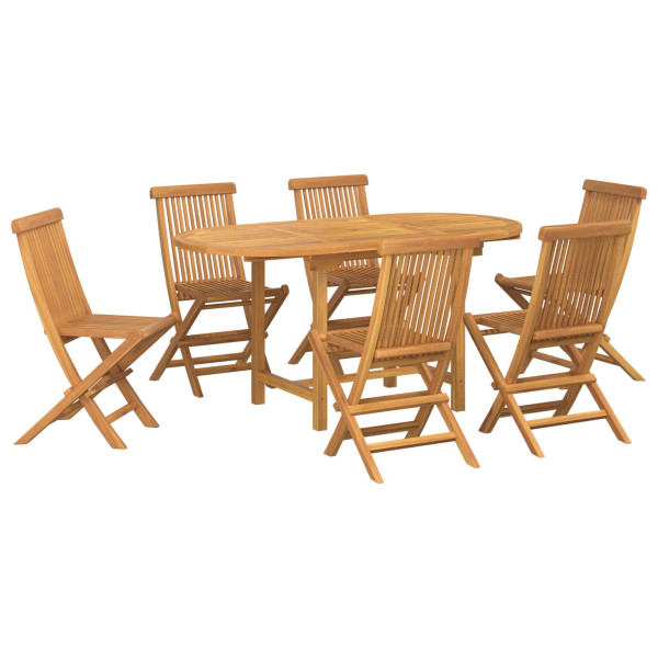 Conjunto de 7 Piezas de Comedor de Jardín de Madera Sólida de Teca M 2