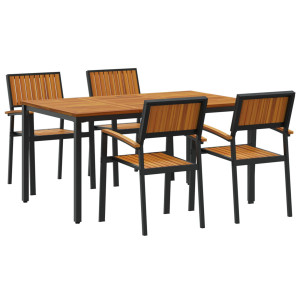 Juego de Comedor de Jardín Conjunto de 5 Piezas Negro H