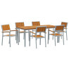 Conjunto de Jantar de Jardim de 7 Peças em Madeira Sólida de Acácia e Metal 2
