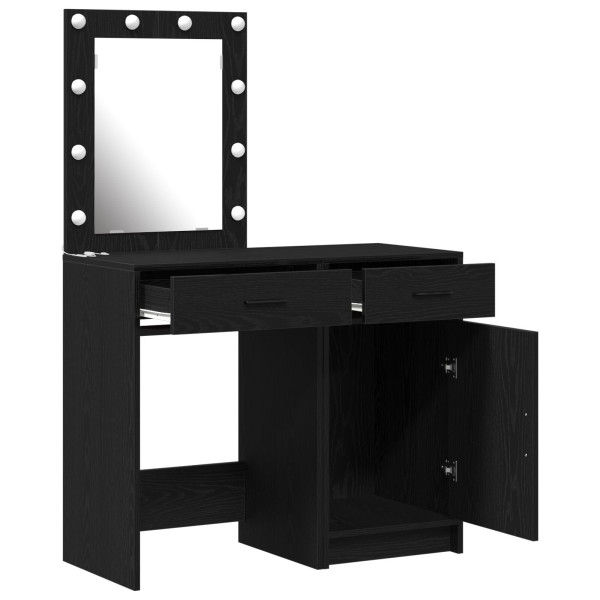 Set de Mesa de Tocador de 2 Piezas  con LED de Madera Elaborada Negra M 5