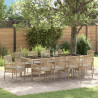 Juego de Comedor de Jardín de 11 Piezas con Cojines Beige Poliratán 1