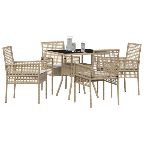 Juego de Comedor de Jardín de 5 Piezas Beige Poliratán M 3