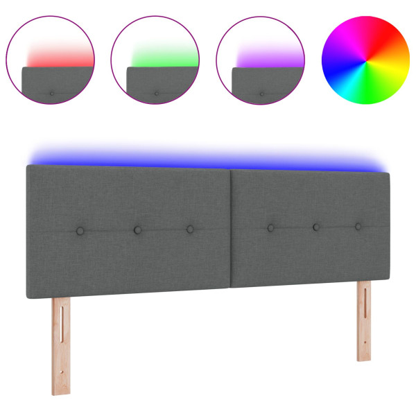 Cabecero LED botones tapizados gris oscuro 80 cm tela M 3