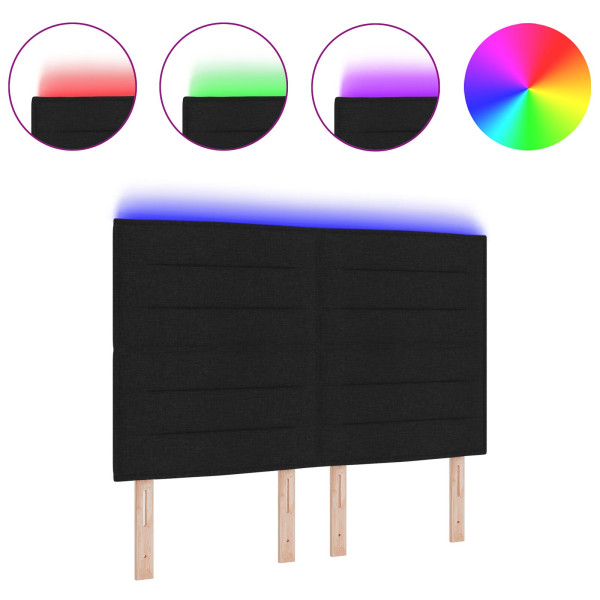 Cabecera  diseño de líneas LED negra 160 cm tela M 3