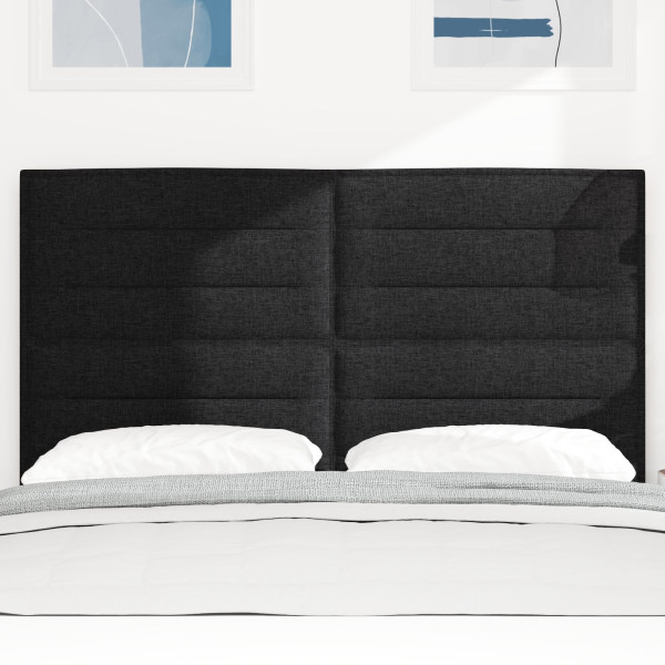 Cabecera  diseño de líneas LED negra 160 cm tela M 4