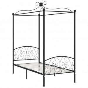 Estructura de cama con dosel metal negro 100x200 cm H
