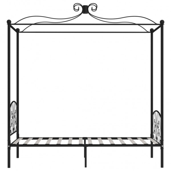 Estructura de cama con dosel metal negro 100x200 cm M 4