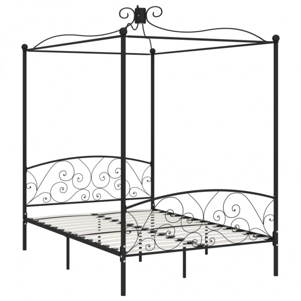 Estructura de cama con dosel metal negro 120x200 cm M 2