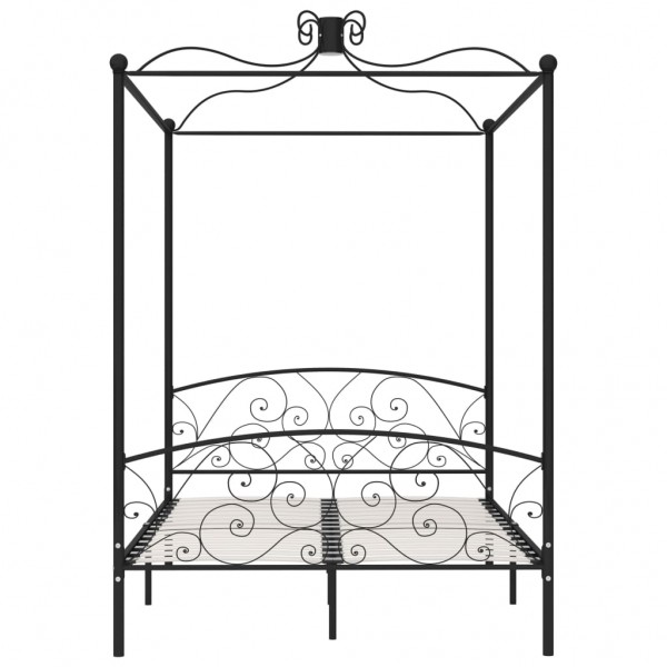 Estructura de cama con dosel metal negro 120x200 cm M 3