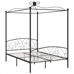 Estrutura de cama com dossel 140x200 cm metal preto H