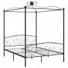 Estructura de cama con dosel metal negro 160x200 cm 2