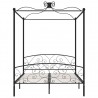 Estructura de cama con dosel metal negro 160x200 cm 3