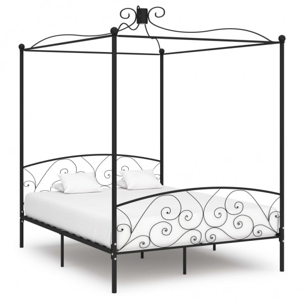 Estructura de cama con dosel metal negro 180x200 cm D