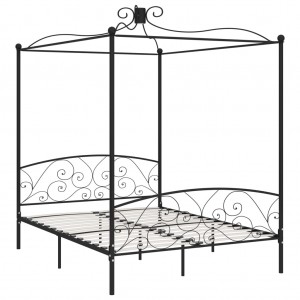 Estructura de cama con dosel metal negro 180x200 cm H