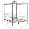 Estructura de cama con dosel metal negro 180x200 cm 5