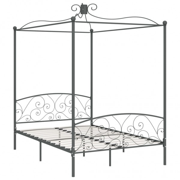 Estructura de cama con dosel metal gris 120x200 cm M 2