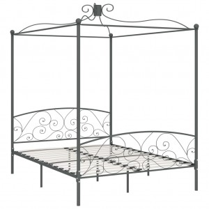 Estructura de cama con dosel metal gris 160x200 cm H