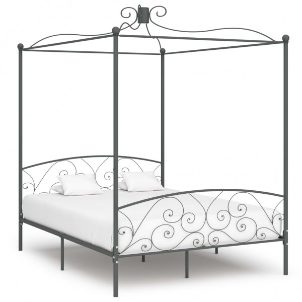 Estructura de cama con dosel metal gris 180x200 cm D