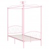 Estrutura de cama com dossel 90x200 cm metal cor-de-rosa 2