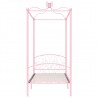 Estructura de cama con dosel metal rosa 90x200 cm 3
