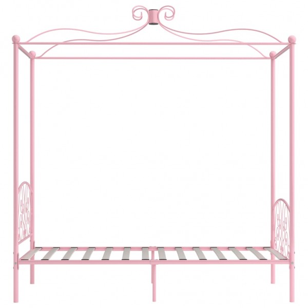 Estructura de cama con dosel metal rosa 90x200 cm M 4