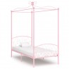 Estrutura de cama com dossel 100x200 cm metal cor-de-rosa 1