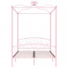 Estructura de cama con dosel metal rosa 120x200 cm 3