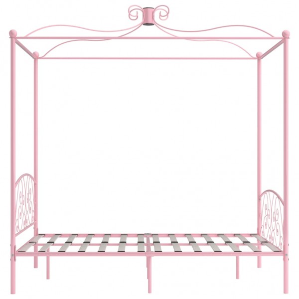 Estructura de cama con dosel metal rosa 120x200 cm M 4