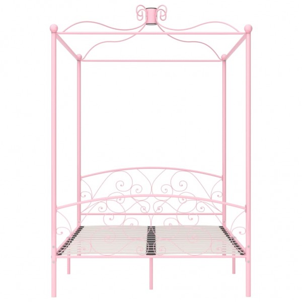 Estrutura de cama com dossel 140x200 cm metal cor-de-rosa M 3