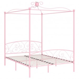 Estrutura de cama com dossel 160x200 cm metal rosa H