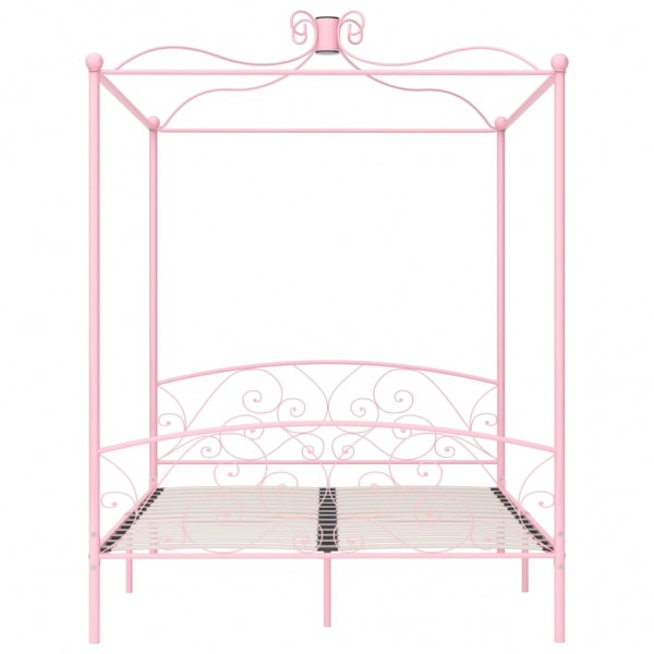Estructura de cama con dosel metal rosa 160x200 cm M 3