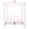Estructura de cama con dosel metal rosa 160x200 cm 3