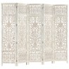 Biombo esculp. mão 5 painéis 200x165cm mangueira maciça branco 5