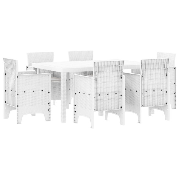 Conjunto de Jantar para Jardim 7 pcs Branco Rattan plástico M 2