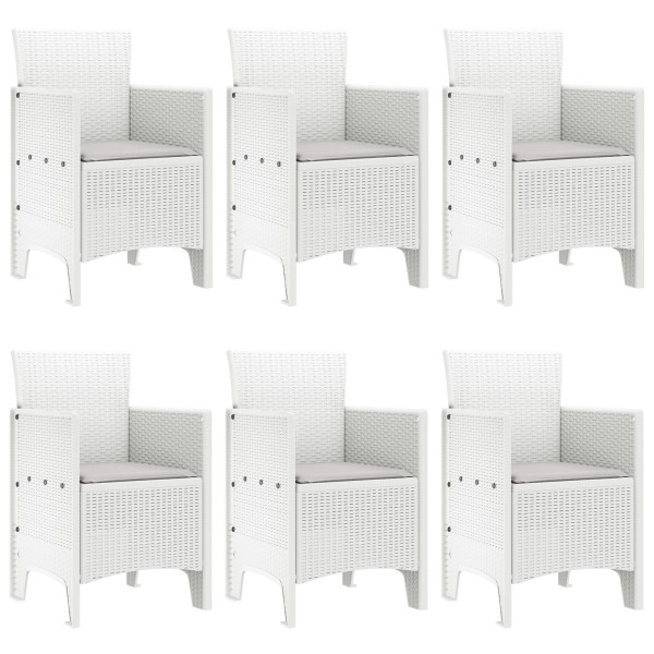 Conjunto de Jantar para Jardim 7 pcs Branco Rattan plástico M 4
