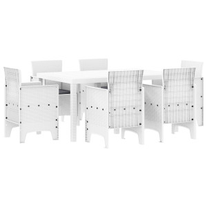Conjunto de Jantar de Jardim 7 pcs Branco Rattan / Vime H