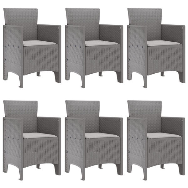 Conjunto de Comedor de 7 Piezas para Jardín con Cojines Gris Polirratán M 4