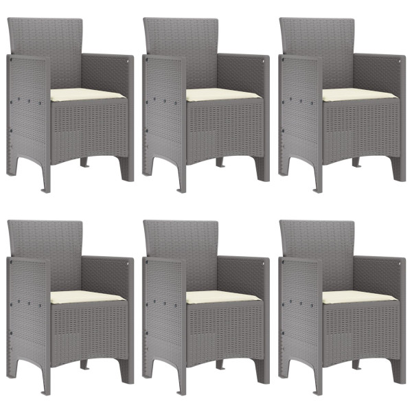 Conjunto de Comedor de Jardín de 7 Piezas  con Cojines Gris Claro Poliratán M 4