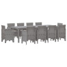Conjunto de Comedor de Jardín  de 11 Piezas con Cojines de Ratán Sintético Gris Claro 2