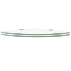 Prateleiras canto 2pcs suportes cromados 35x35cm vidro transp. H