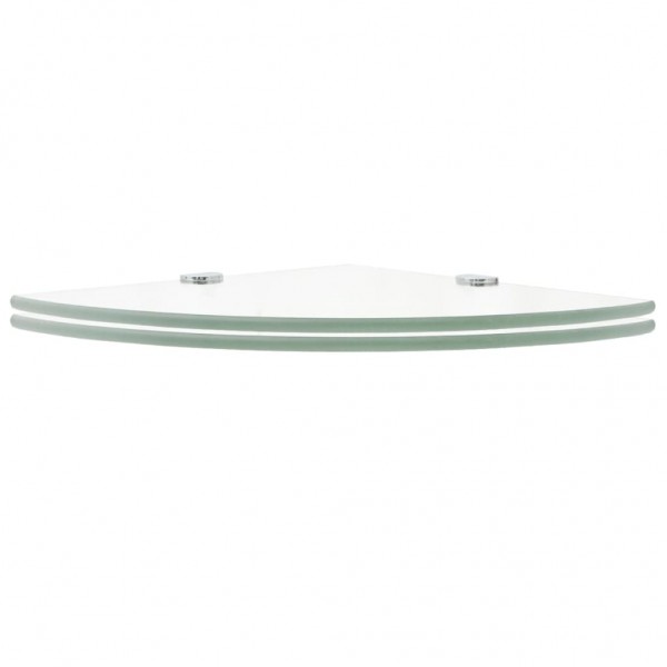 Prateleiras canto 2pcs suportes cromados 35x35cm vidro transp. M 2