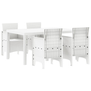 Conjunto de Jantar para Jardim 5 pcs Branco 150 x 100 x 73 cm H