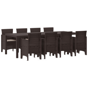 Conjunto de Jantar de Jardim 9 pcs Castanho 250 x 100 x 73 cm H
