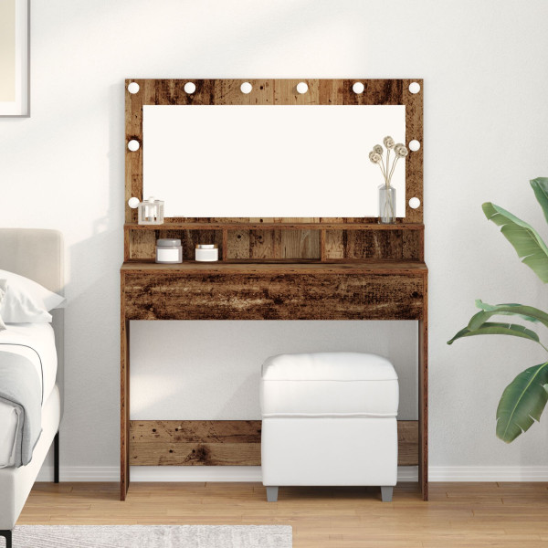 Mesa de Tocador con Luces LED - Madera Vintage - 100x41x135 cm D