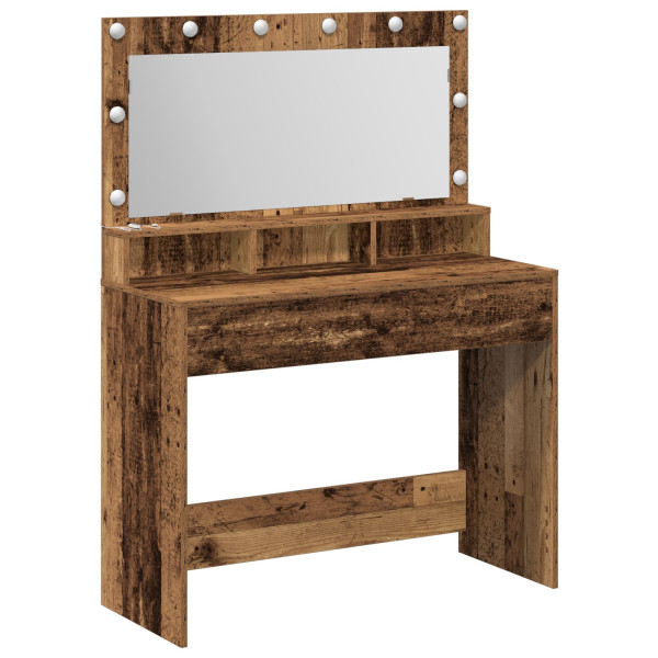 Mesa de Tocador con Luces LED - Madera Vintage - 100x41x135 cm M 2