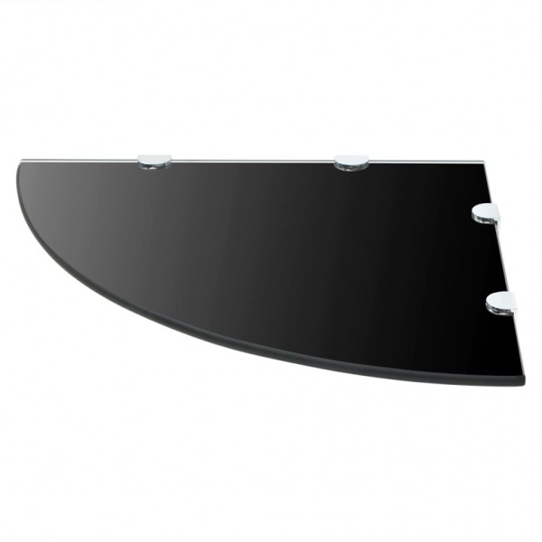 Prateleiras canto 2 pcs suportes cromados 45x45cm vidro preto M 3